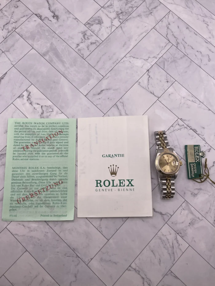 Rolex Datejust Lady Champagne Stick Dial on Jubilee Ref. 69173 with Papers 1985 - Image 7