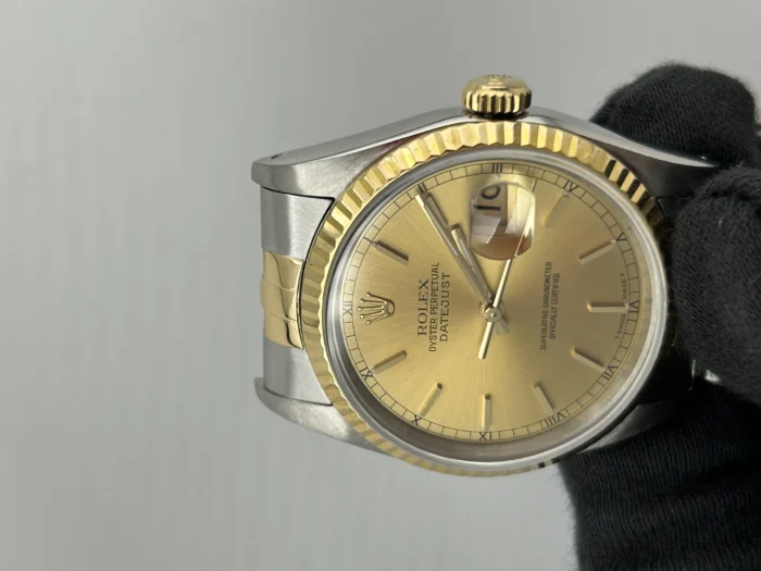 Rolex Datejust Champagne Stick Dial on D-Link Jubilee Ref. 16233 with Papers 1990 - Image 3