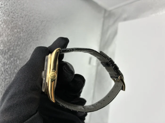 Rolex Oyster Perpetual Date Champagne Stick Dial on Generic Leather Band Ref. 1503 - Image 5