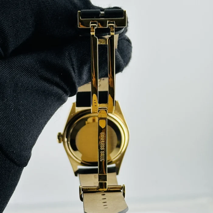 Rolex Day-Date Bark Champagne Stick Dial on Generic Leather Band Ref. 18078 - Image 3
