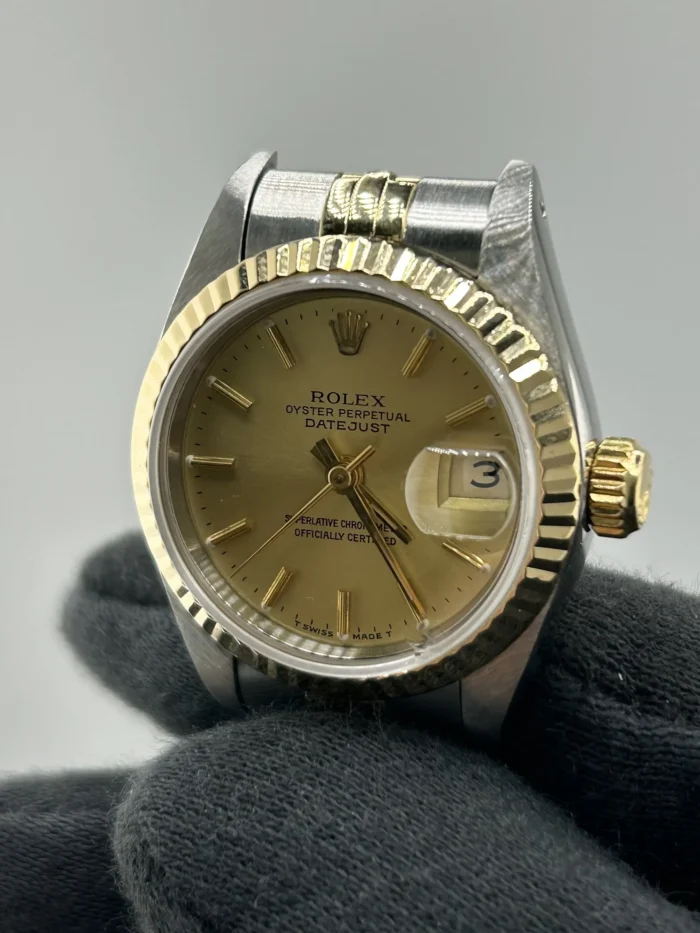 Rolex Datejust Lady Champagne Stick Dial on D-Link Jubilee Ref. 69173 - Image 3