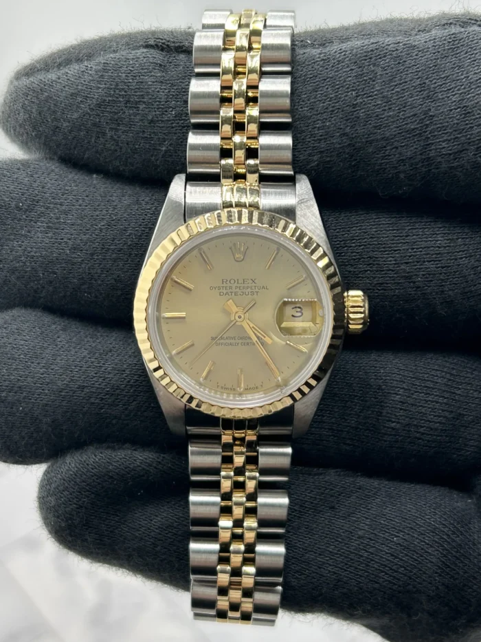 Rolex Datejust Lady Champagne Stick Dial on D-Link Jubilee Ref. 69173 - Image 2