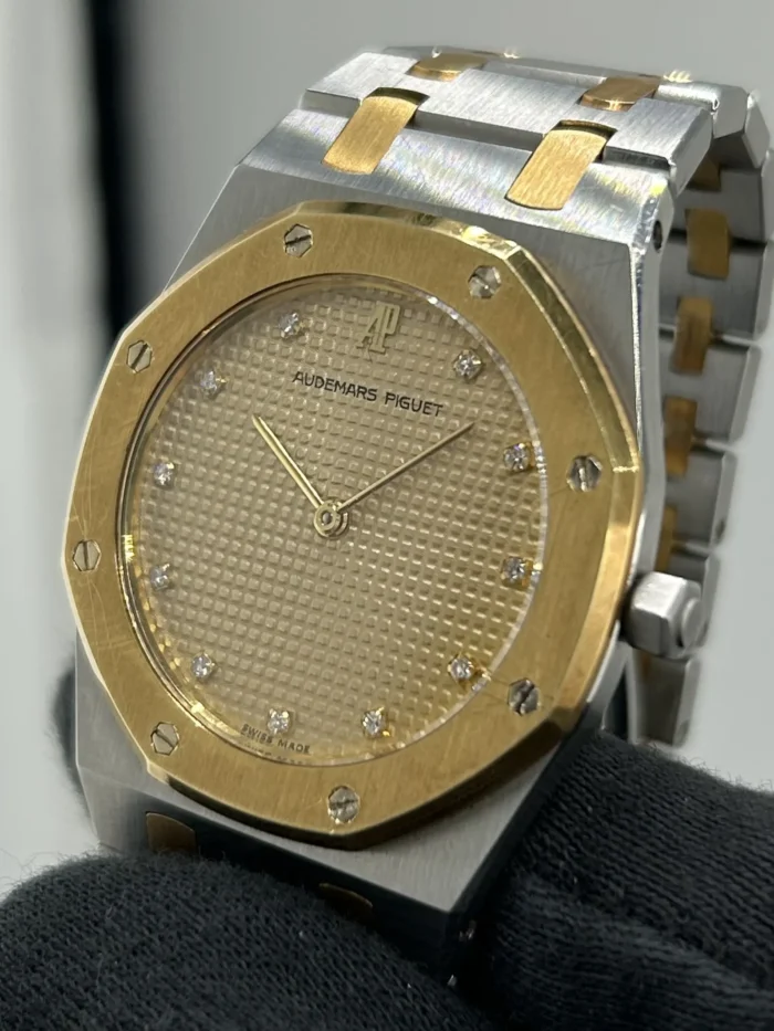 Audemars Piguet Royal Oak Champagne Diamond Tapisserie Dial on 2-Tone Bracelet Ref. 56303SA - Image 3