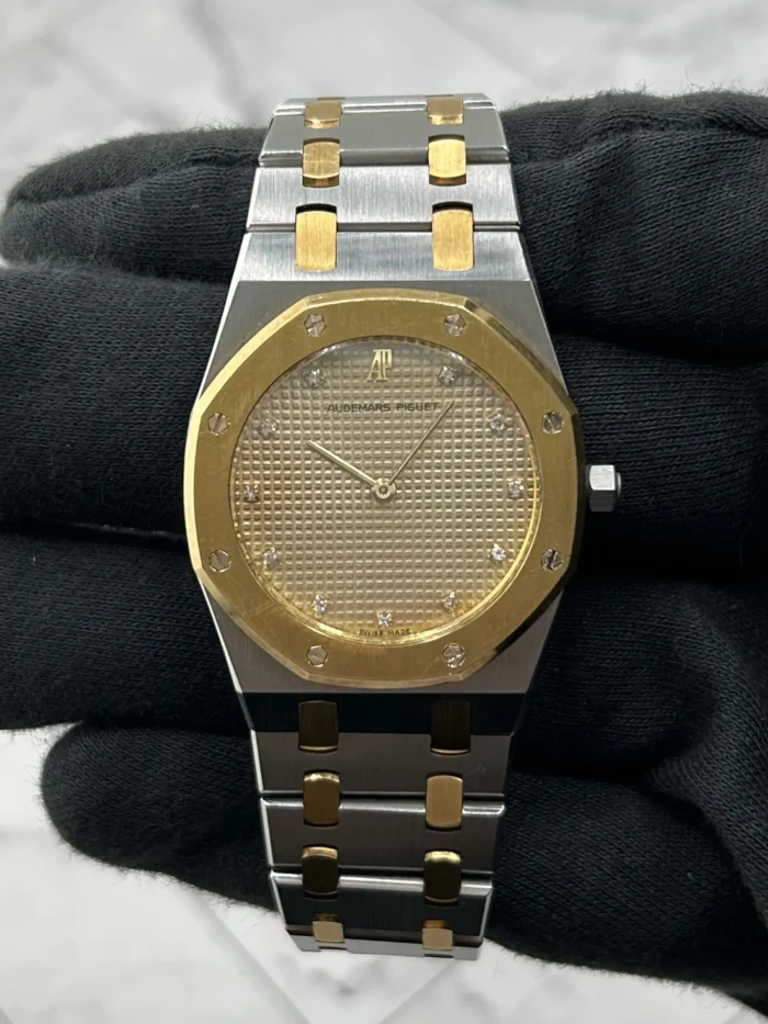 Audemars Piguet Royal Oak Champagne Diamond Tapisserie Dial on 2-Tone Bracelet Ref. 56303SA - Image 2