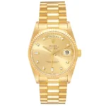 Rolex Day Date 36 Champagne Diamond Dial on President Ref 18238 with Papers