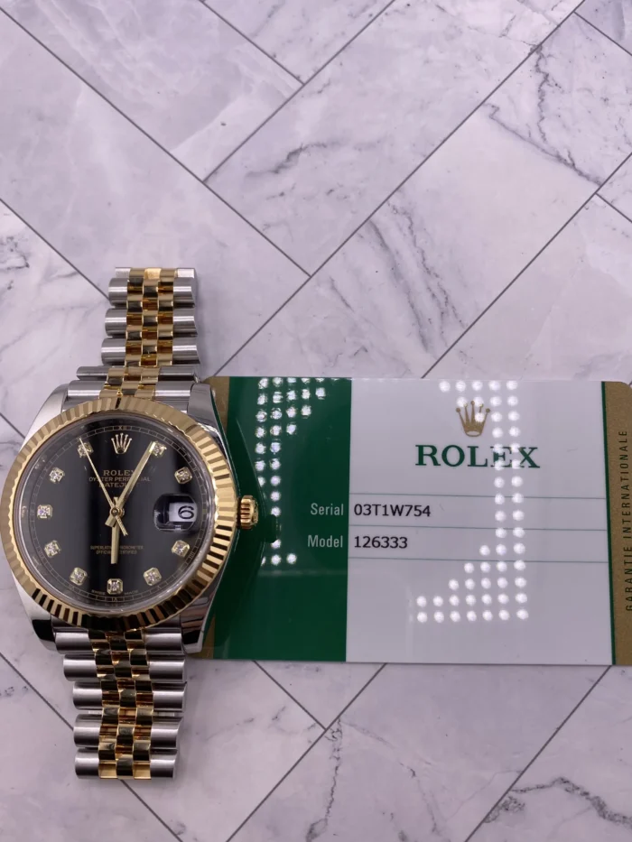 Rolex Datejust Black Diamond Factory Dial on D-Link Jubilee Bracelet Ref. 126333 with New Style Card (White) 2016 - Image 7