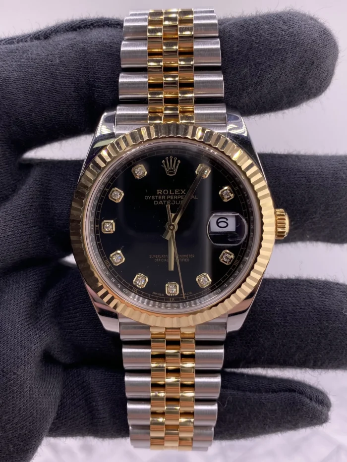 Rolex Datejust Black Diamond Factory Dial on D-Link Jubilee Bracelet Ref. 126333 with New Style Card (White) 2016 - Image 2