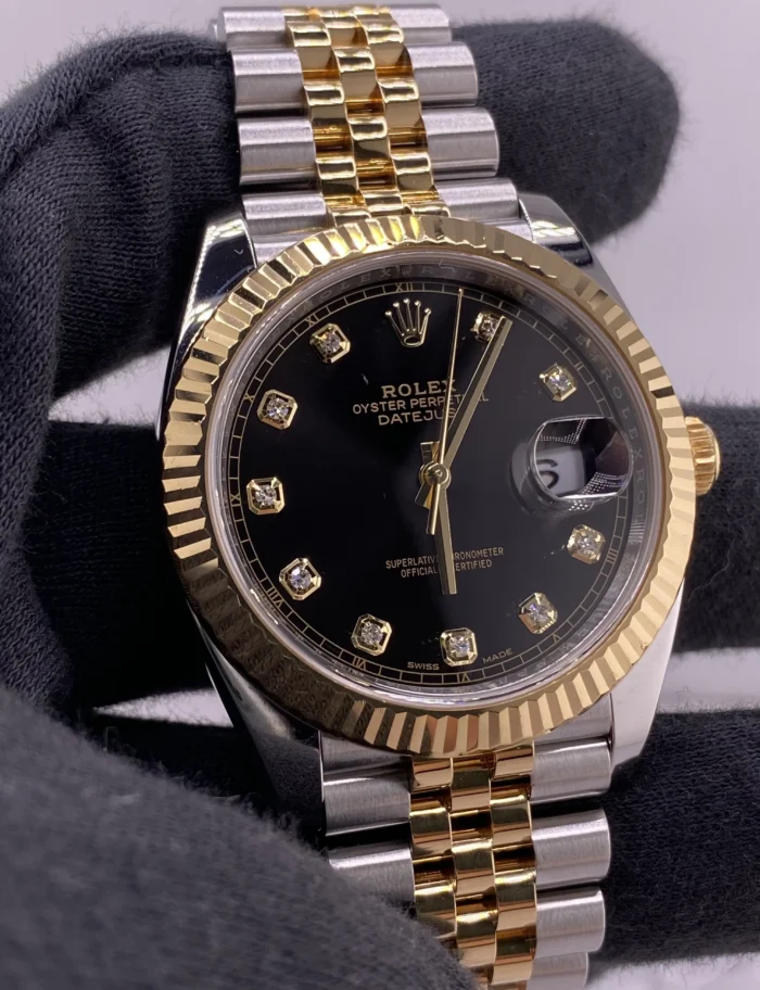 Rolex Datejust Black Diamond Factory Dial on D-Link Jubilee Bracelet Ref. 126333 with New Style Card (White) 2016 - Image 3