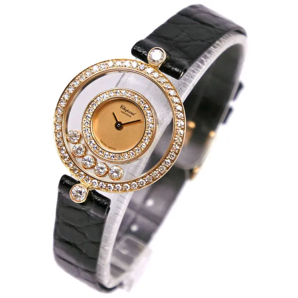18576557_4psb7xwnahvl1iy8o1llklfkxs93.webp Chopard Happy Diamond Champagne Dial on Leather Ref 20/3957 - Image 1
