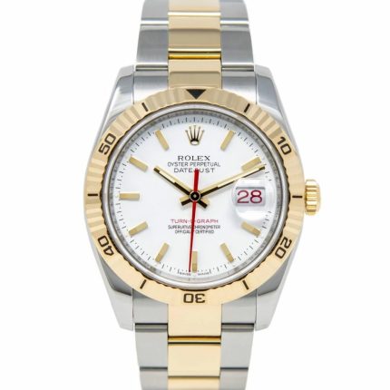 Rolex Datejust White Stick Dial on Stainless Steel & Yellow Gold Ref 116263