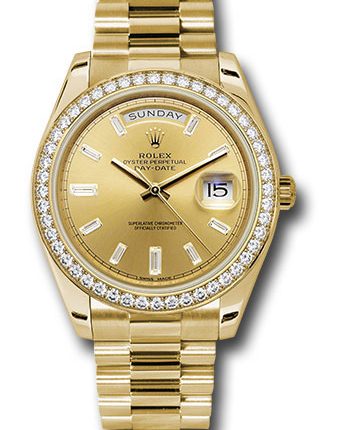 Rolex Day-Date Champagne Baguette Diamond Dial on President Ref 228348RBR with New Style Card White  2020