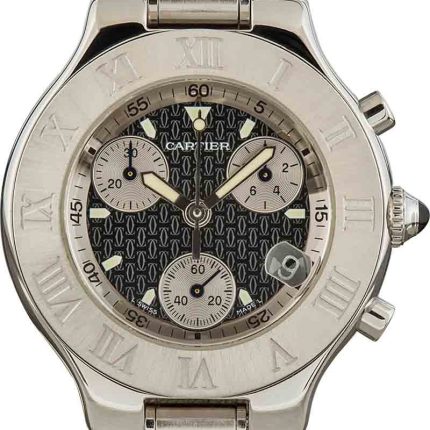 Cartier Must 21 Black Dial Ref 2424