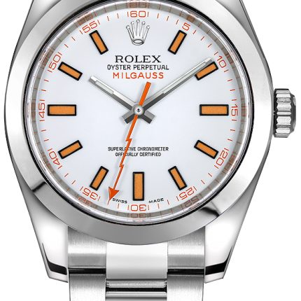 Rolex Milgauss White W Orange Markers Dial on Oyster Ref 116400 with Card Old Green  2008