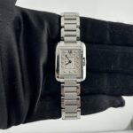 Cartier Tank Anglaise Small Silver Diamond Dial Ref 3485