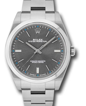 Rolex Oyster Perpetual Dark Rhodium Index Dial on Oyster Ref 114300