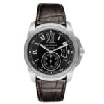 Cartier Calibre B/P Black Dial on Leather  Ref 3389/W7100041 with Papers  2015