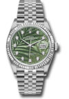 Rolex Datejust Olive Green Palm Motif Diamond 6 Dial on Jubilee Ref 126234 with New Style Card Green  2024