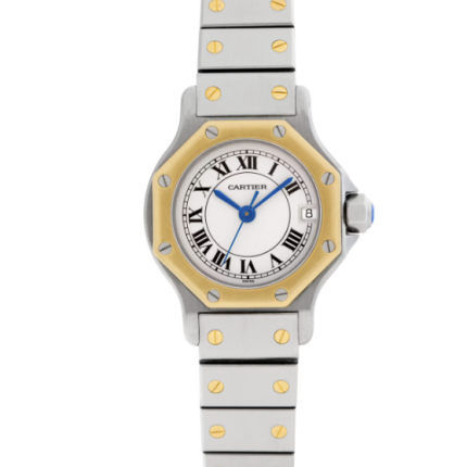 Cartier Santos Octagon White Roman Dial Ref 187903