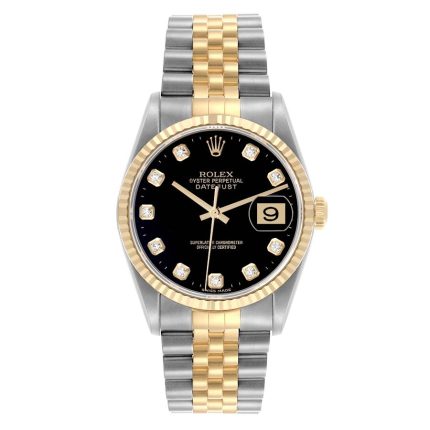 Rolex Datejust Black Factory Diamonds Dial on Jubilee Ref 16233