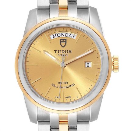 Tudor Glamour Day Date Champagne Stick Dial on 5 Row Links Ref 56003 with Card  2013