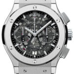 Hublot Classic Fusion Chronograph Skeleton Dial on Leather Strap Ref 525.NX.0170.LR with Card  2014