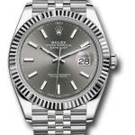Rolex Datejust Dark Rhodium Index Dial on Jubilee Ref 126334 with New Style Card Green  2024