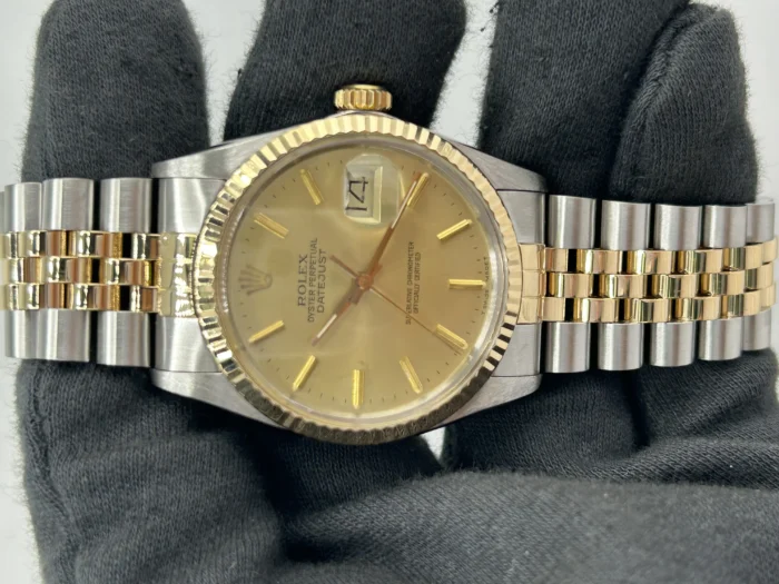 Rolex Datejust Champagne Stick Dial on D-Link Jubilee Bracelet Ref. 16013 - Image 2