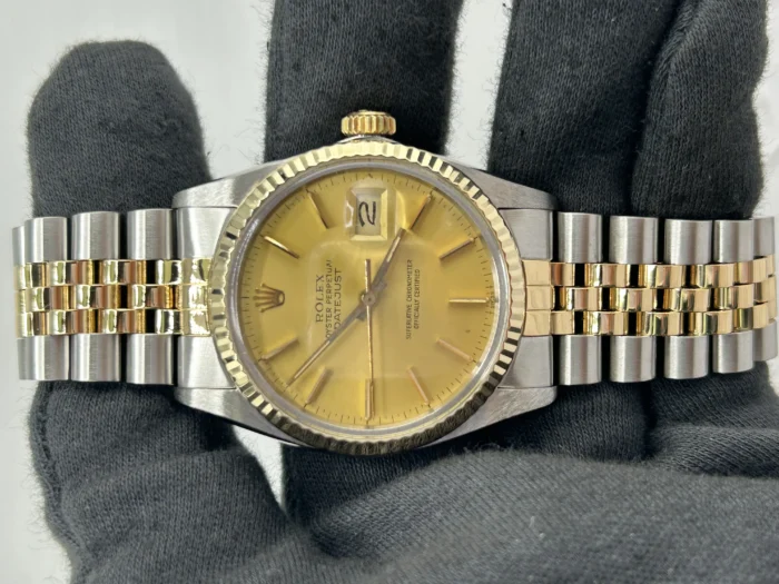 Rolex Datejust Champagne Stick Dial on D-Link Jubilee Bracelet Ref. 16013 - Image 2