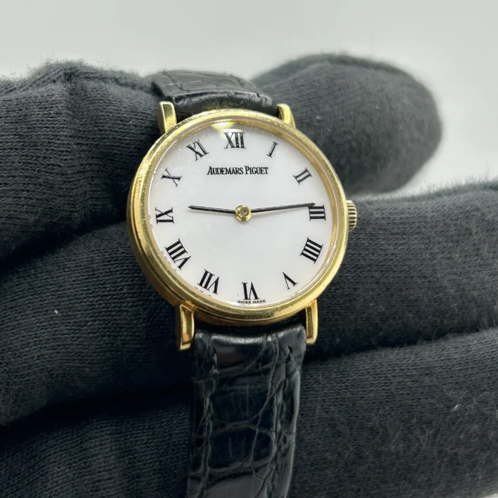 Audemars Piguet Banque White Roman Dial on Leather Ref. BA.77120.0.002 with Papers - Image 2