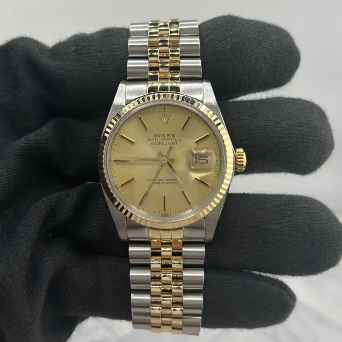 Rolex Datejust Champagne Stick Dial on D-Link Jubilee Bracelet Ref. 16013 - Image 2