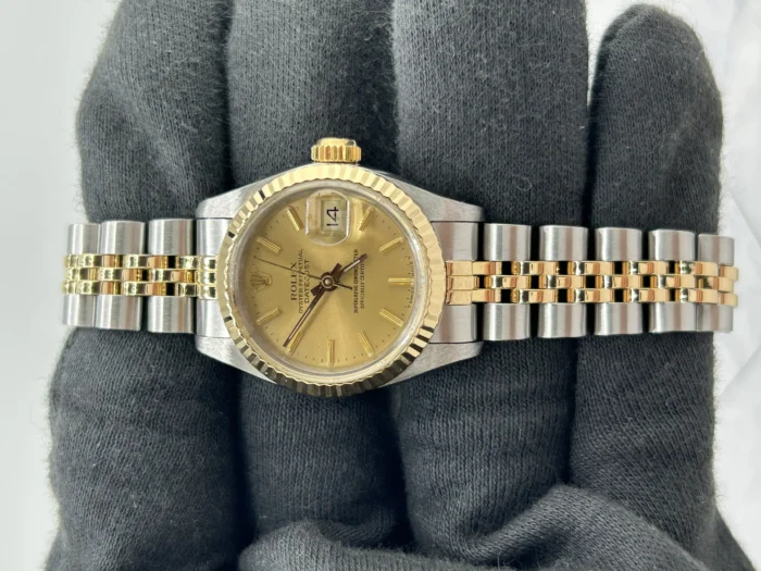 Rolex Datejust Lady Champagne Stick Dial on D-Link Jubilee Ref. 69173 - Image 2