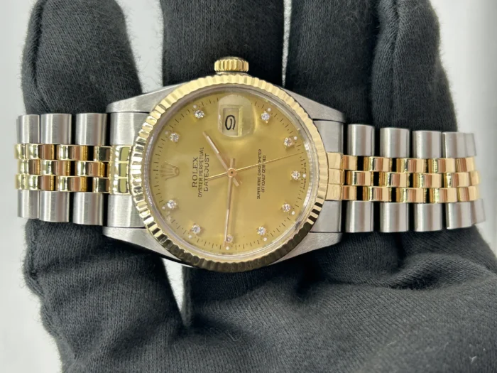 Rolex Datejust Champagne Diamond Dial on D-Link Jubilee Bracelet Ref. 16013 with Papers - Image 2