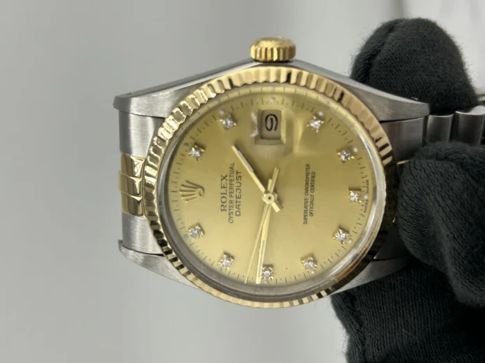 Rolex Datejust Champagne Diamond Dial on D-Link Jubilee Bracelet Ref. 16013 with Papers - Image 3