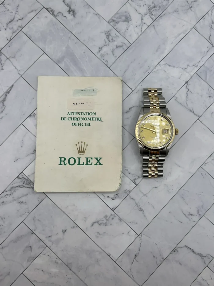 Rolex Datejust Champagne Diamond Dial on D-Link Jubilee Bracelet Ref. 16013 with Papers - Image 7