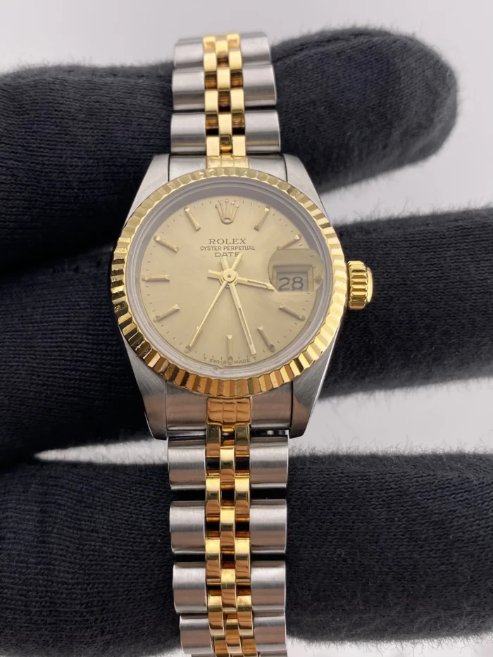 Rolex Datejust Lady Champagne Stick Dial on D-Link Jubilee Ref. 69173 - Image 3