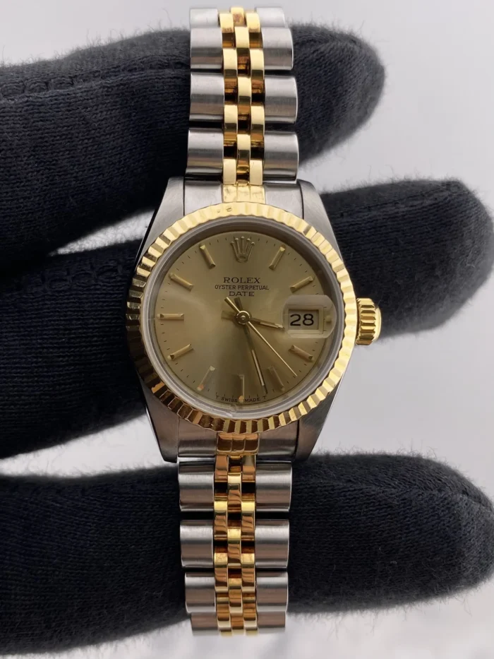 Rolex Datejust Lady Champagne Stick Dial on D-Link Jubilee Ref. 69173 - Image 2