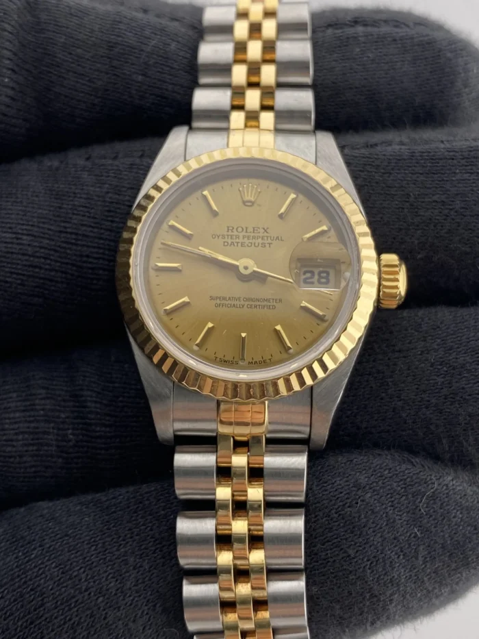 Rolex Datejust Lady Champagne Stick Dial on D-Link Jubilee Ref. 69173 - Image 3