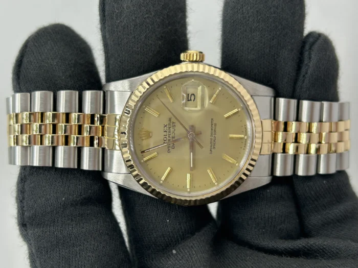 Rolex Datejust Champagne Stick Dial on D-Link Jubilee Bracelet Ref. 16013 - Image 2