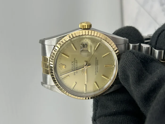 Rolex Datejust Champagne Stick Dial on D-Link Jubilee Bracelet Ref. 16013 - Image 3