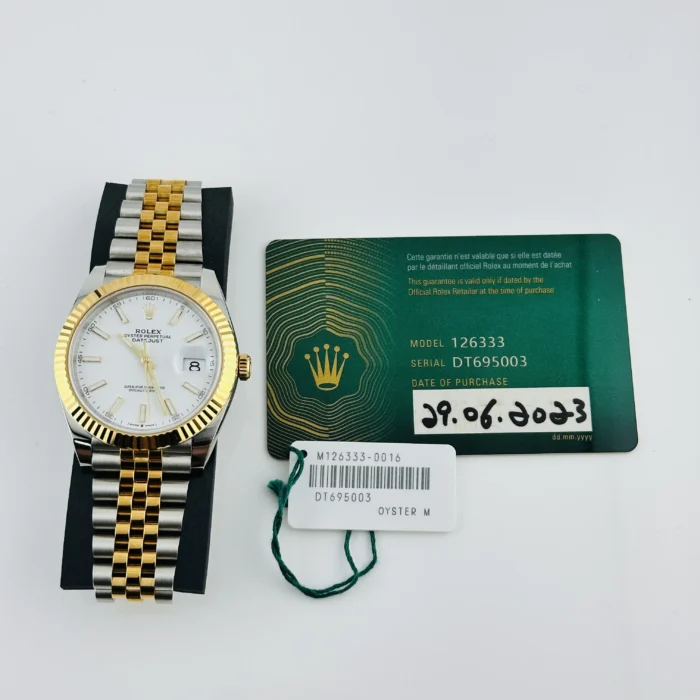Rolex Datejust White Index Dial on D-Link Jubilee Ref. 126333 with New Style Card (green) 2023 - Image 7