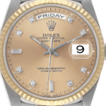 Rolex Day-Date Champagne Diamond Factory Dial on Am Leather Ref 18239BIC