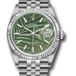 Rolex Datejust Olive Green Palm Motif Dial on Jubilee Ref 126234 with New Style Card Green  2022