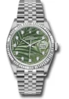Rolex Datejust Olive Green Palm Motif Diamond 6 Dial on Jubilee Ref 126234 with New Style Card (green) 2023
