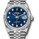 Rolex Datejust Bright Blue Fluted Motif Diamond Dial on Jubilee Ref 126234 with New Style Card Green  2023