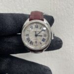 Cartier Cle S Ilver Dial on Leather Ref 3867