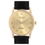 Rolex Cellini Gold Dial on Leather Ref 5116/8 with Papers  2004