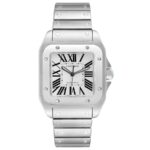 Cartier Santos 100 Silver Roman Dial Ref 2656 with Papers  2007