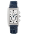 Cartier Tank Americaine Chronograph White Roman  Dial on Midnight Blue Leather  Ref 2312