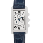 Cartier Tank Americaine Chronograph White Roman  Dial on Midnight Blue Leather  Ref 2312