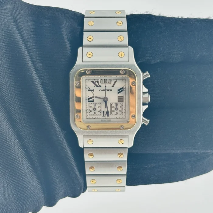 Cartier Santos Chronoflex White Roman Dial on 2-Tone Bracelet Ref. 2425 - Image 2